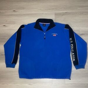 Vintage U.S. Polo Assn. Men's Medium Blue Fleece Sweater Half Zip Embroidered